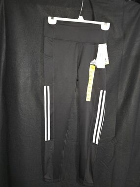adidas Black Leggings with White Three-Stripe Accents
